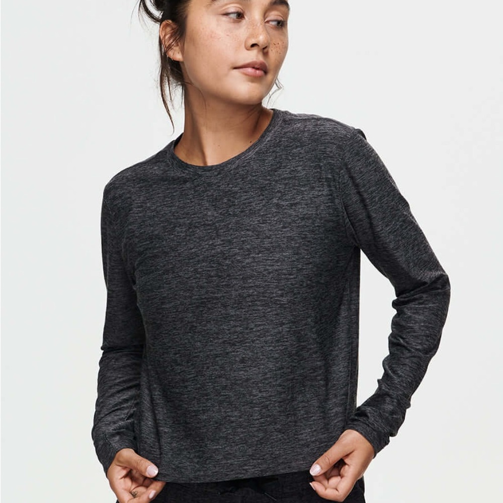 Outdoor Voices Cloudknit Boxy Long Sleeve Tee - Dark Gray